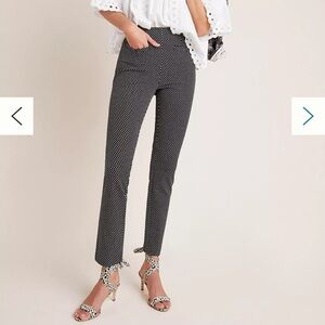 Anthropologie The Essential Slim Black and White Patterned Cropped Pants